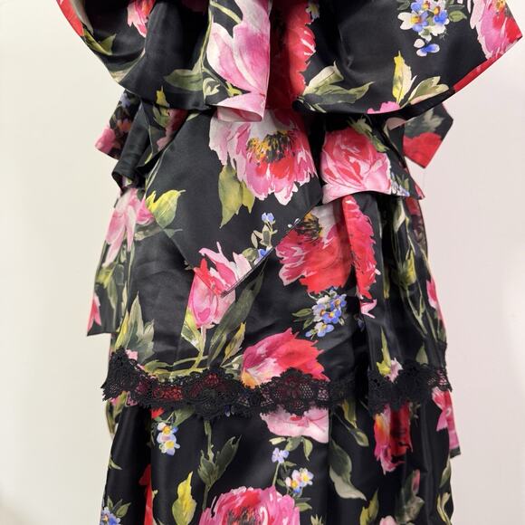 Dolce & Gabbana Runway Dark Floral Ruffle Mini Dress NWT IT 38 US 2 Romantic - Picture 8 of 16